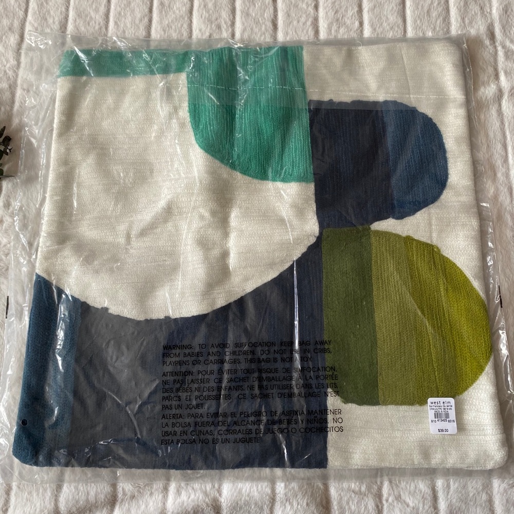 West Elm Pillow Cover + Insert (18” x 18”) (NWT)